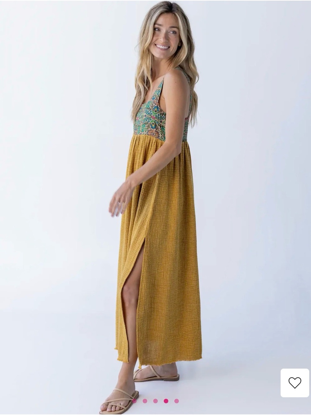 Natural Life Mustard Yellow Maxi Dress with Embroidered Bodice - Picture 2 of 3